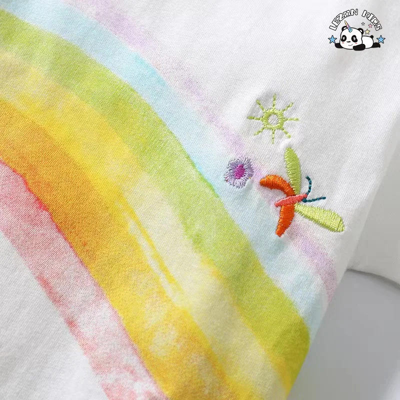 LEZONKIDS - Wholesale Customization Cute rainbow Flower Printing  Girls Clothing Sets for Summer